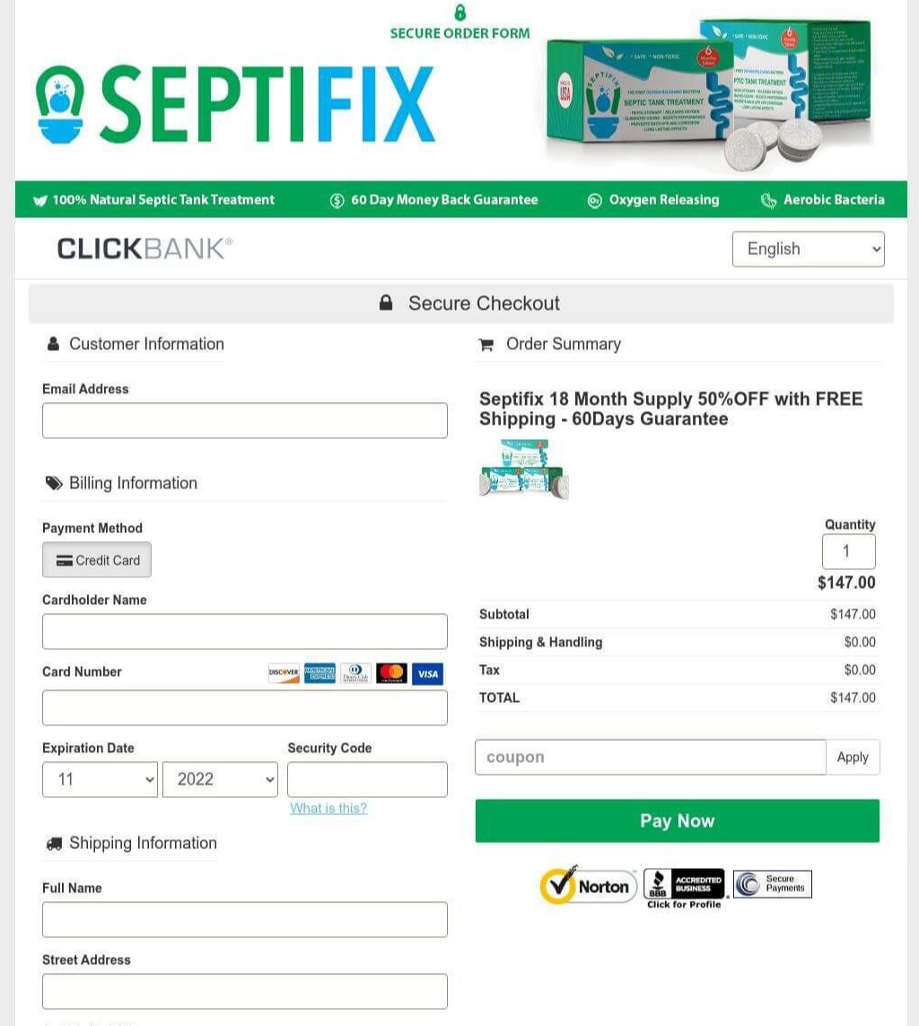 Septifix order page